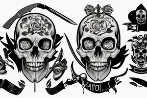 army skull with knife in mouth tattoo idea