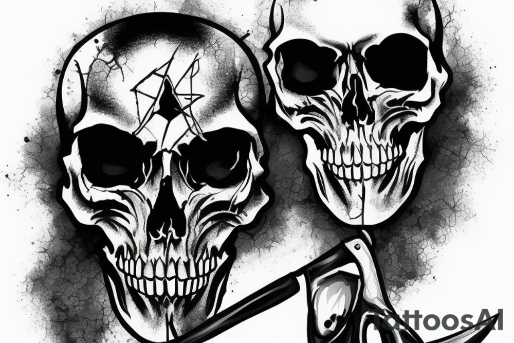 army skull with knife in mouth tattoo idea