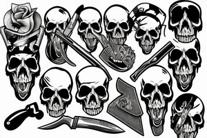 army skull with knife in mouth tattoo idea