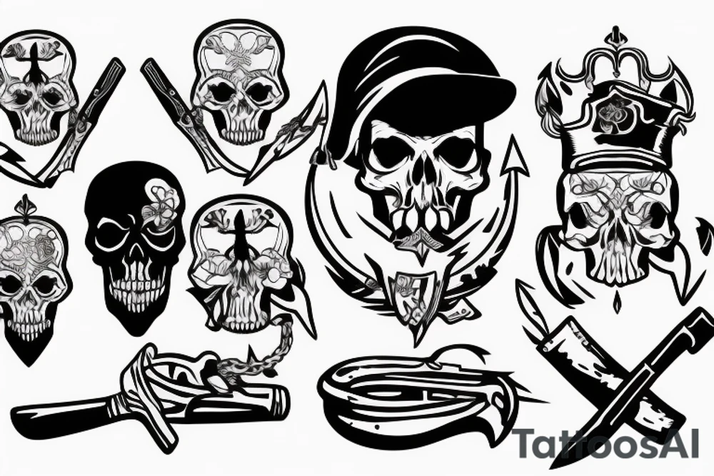 army skull with knife in mouth tattoo idea