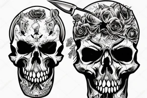army skull with knife in mouth tattoo idea