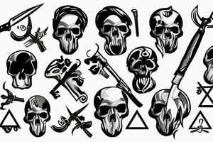 army skull with knife in mouth tattoo idea