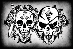 army skull with knife in mouth tattoo idea