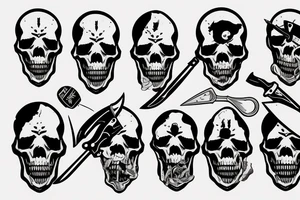 army skull with knife in mouth tattoo idea