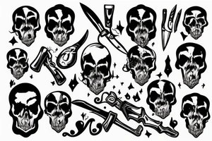 army skull with knife in mouth tattoo idea