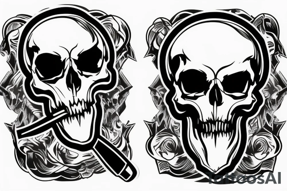 army skull with knife in mouth tattoo idea