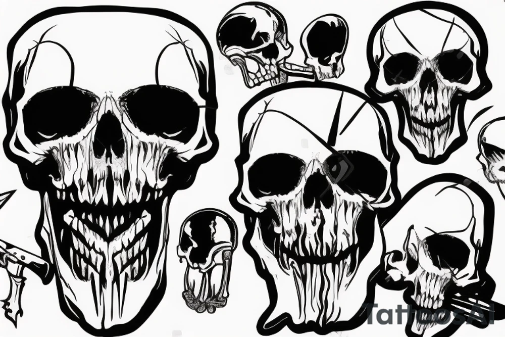 army skull with knife in mouth tattoo idea
