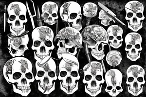 army skull with knife in mouth tattoo idea