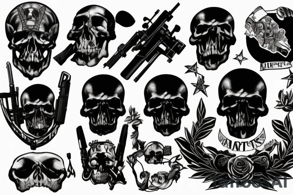 army combat skull tattoo idea