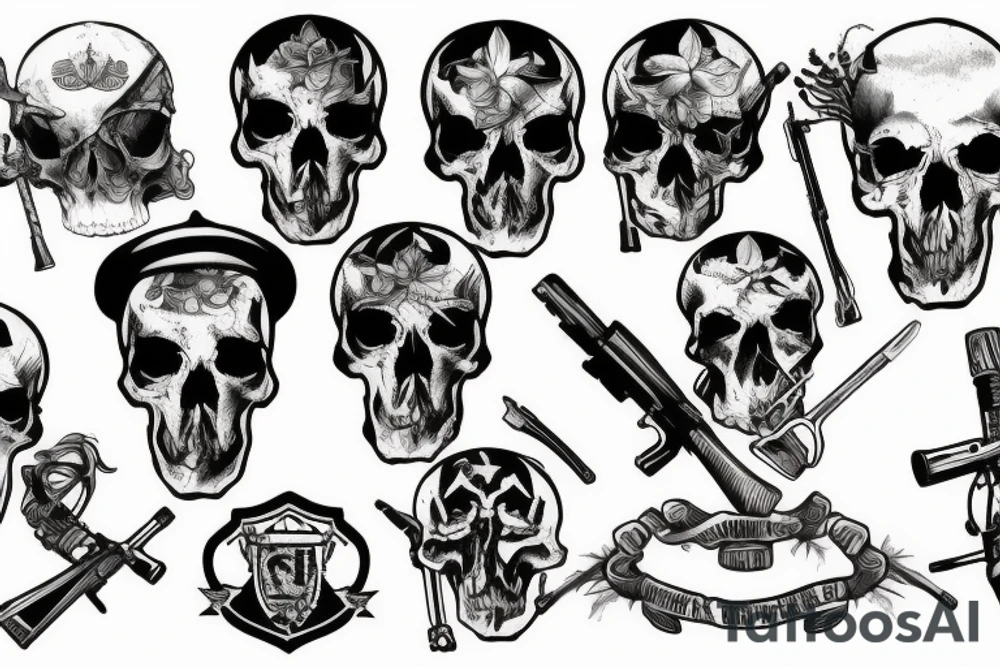 army combat skull tattoo idea