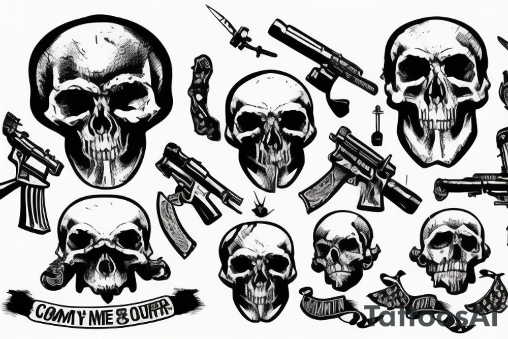 army combat skull tattoo idea