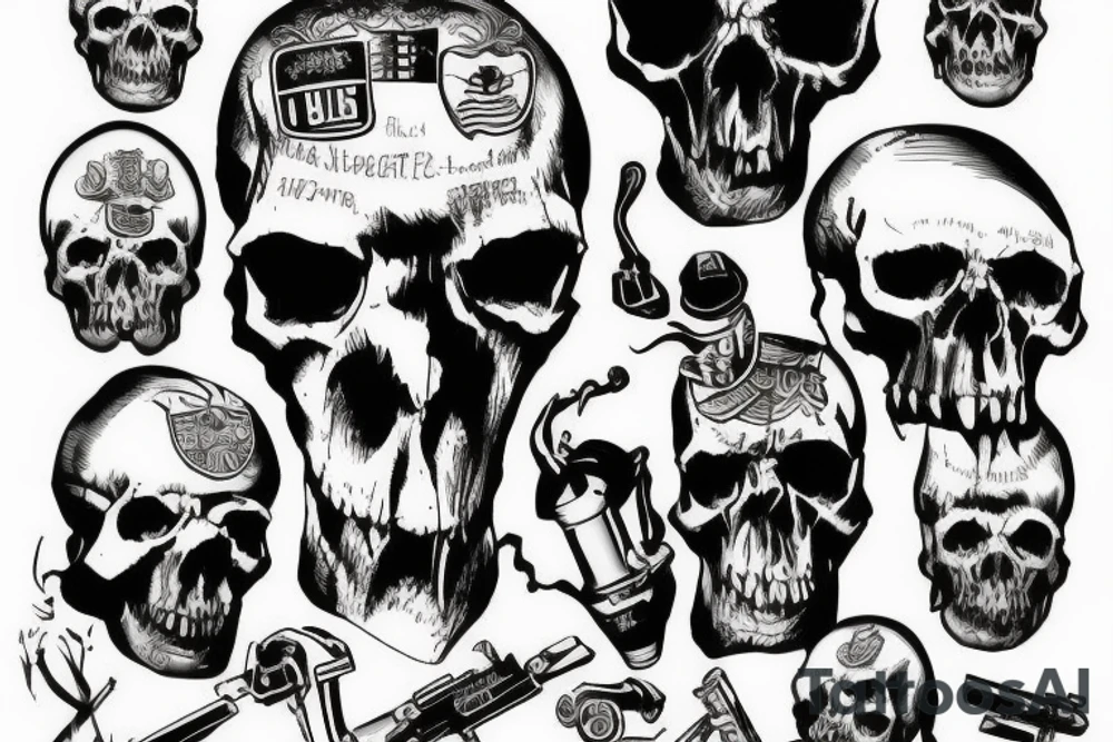 army combat skull tattoo idea