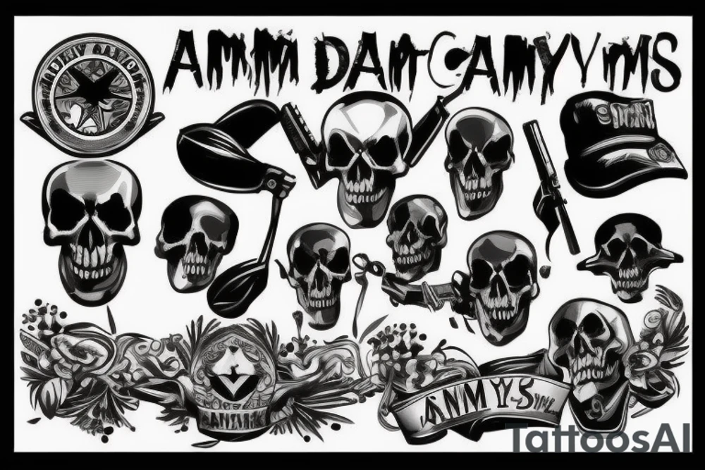 army combat skull tattoo idea