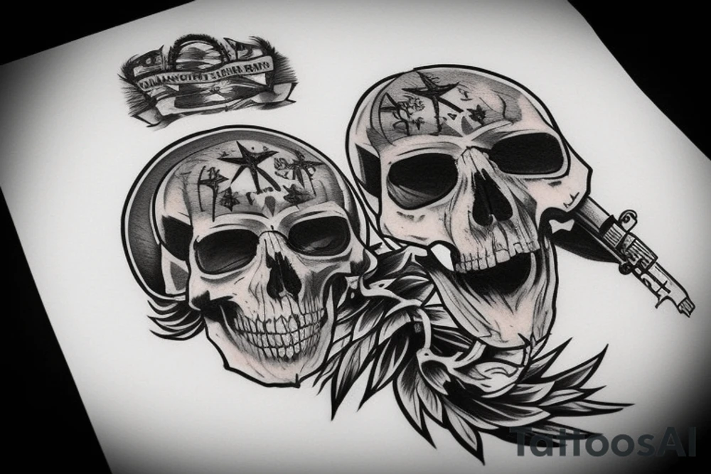 army combat skull tattoo idea
