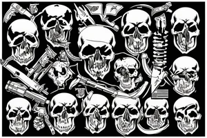 military war combat skull tattoo idea