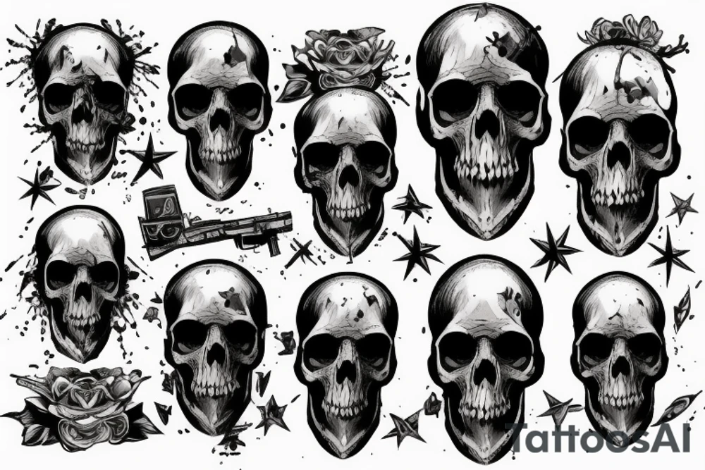 military war combat skull tattoo idea
