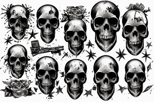 military war combat skull tattoo idea