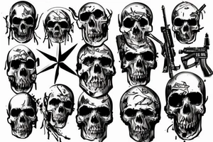 military war combat skull tattoo idea