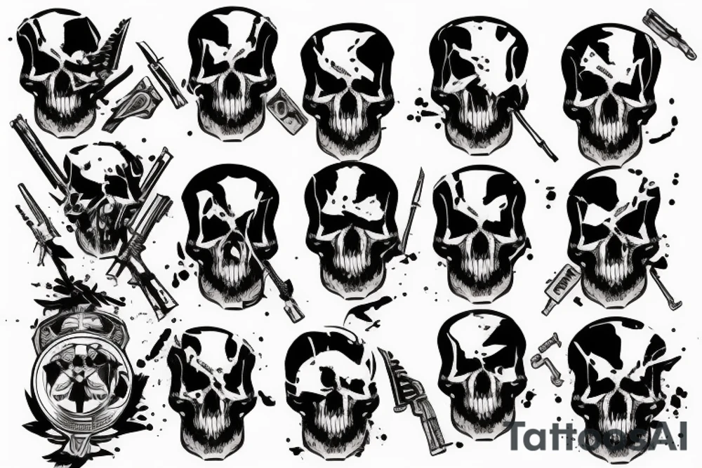 military war combat skull tattoo idea