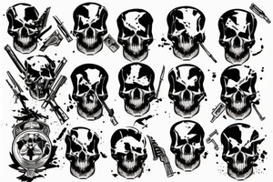 military war combat skull tattoo idea