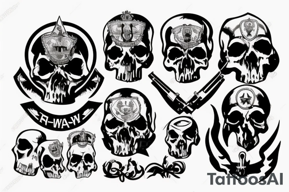 military war combat skull tattoo idea