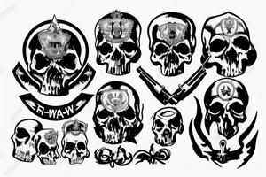 military war combat skull tattoo idea