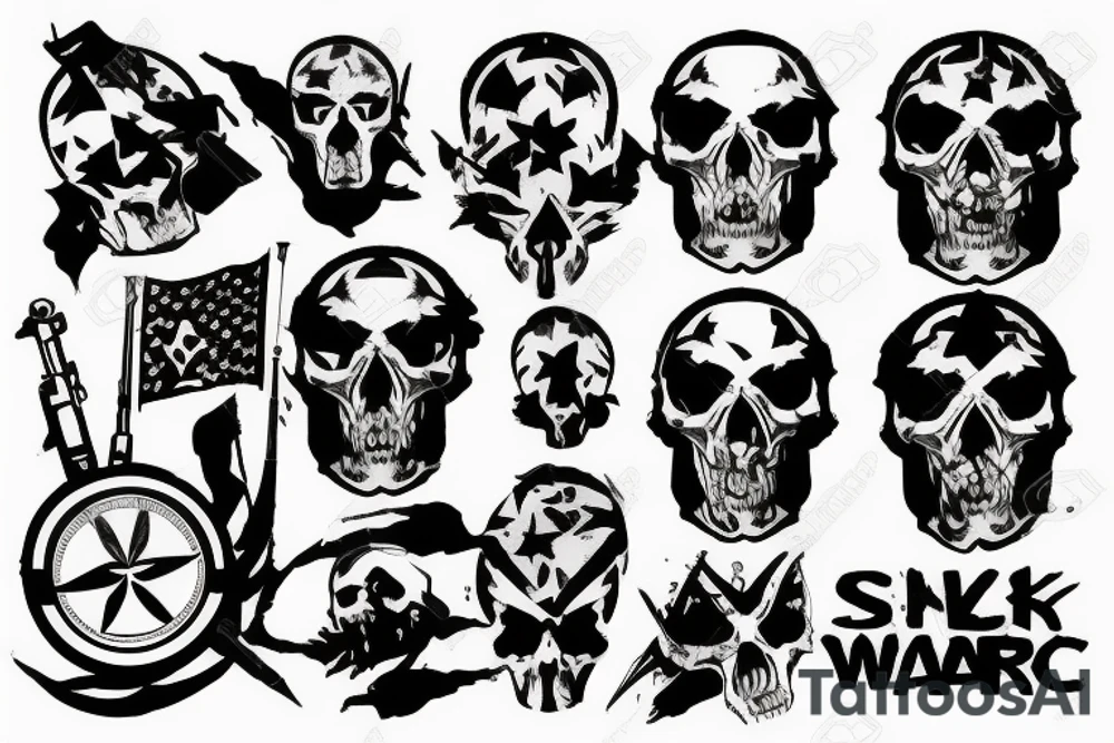 military war combat skull tattoo idea