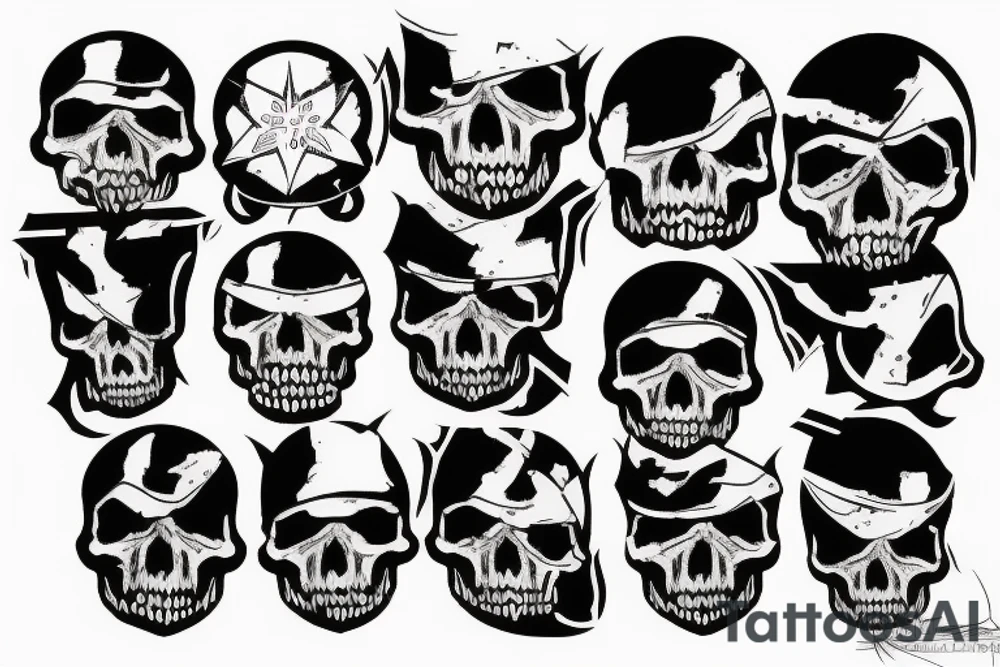 military war combat skull tattoo idea