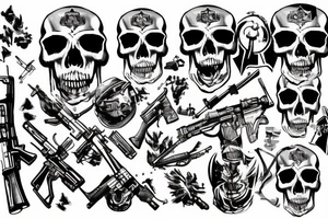 military war combat skull tattoo idea