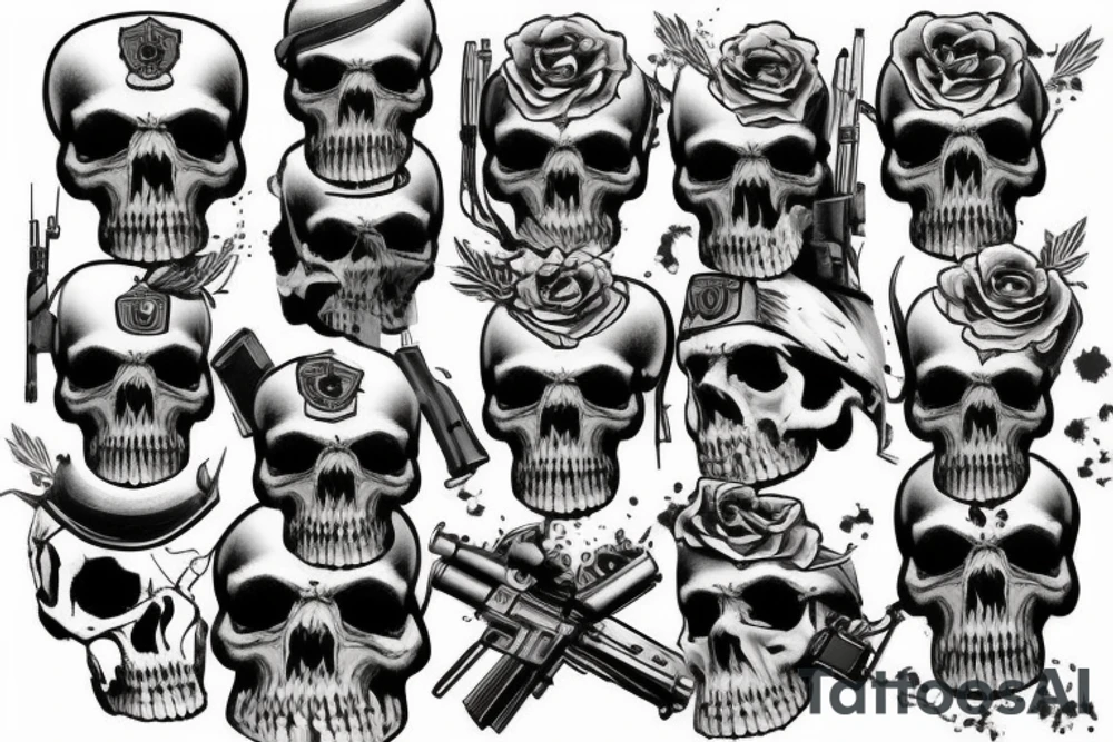military war combat skull tattoo idea