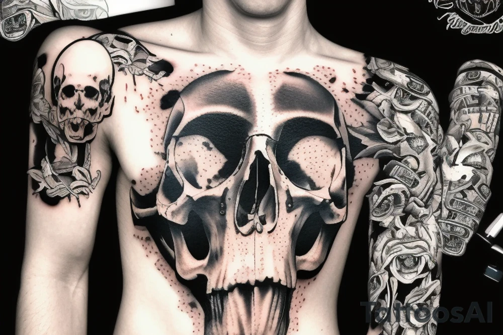 military war combat skull tattoo idea