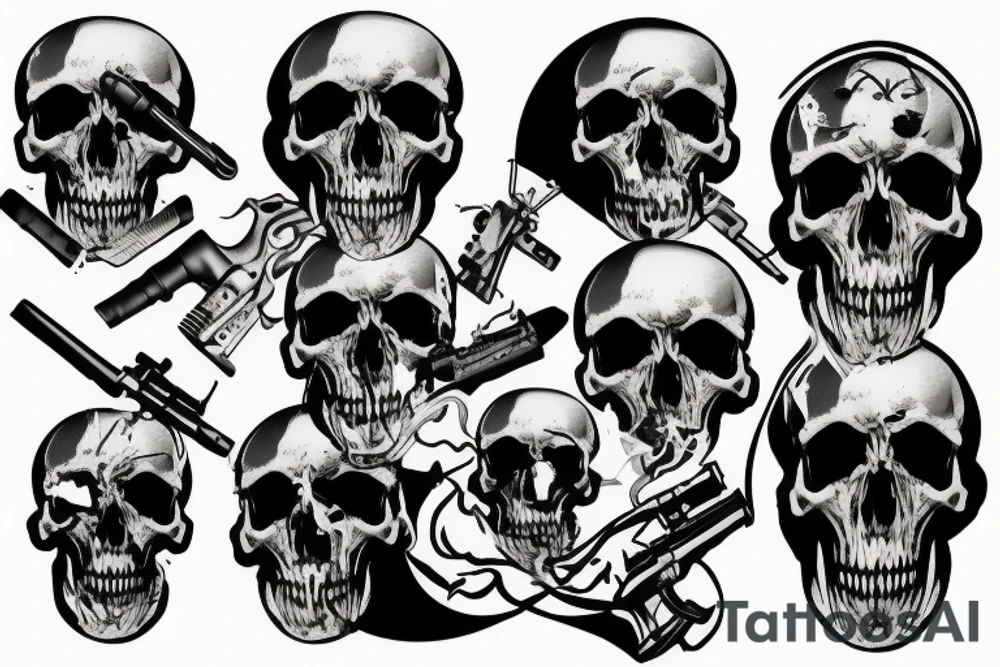 military war combat skull tattoo idea