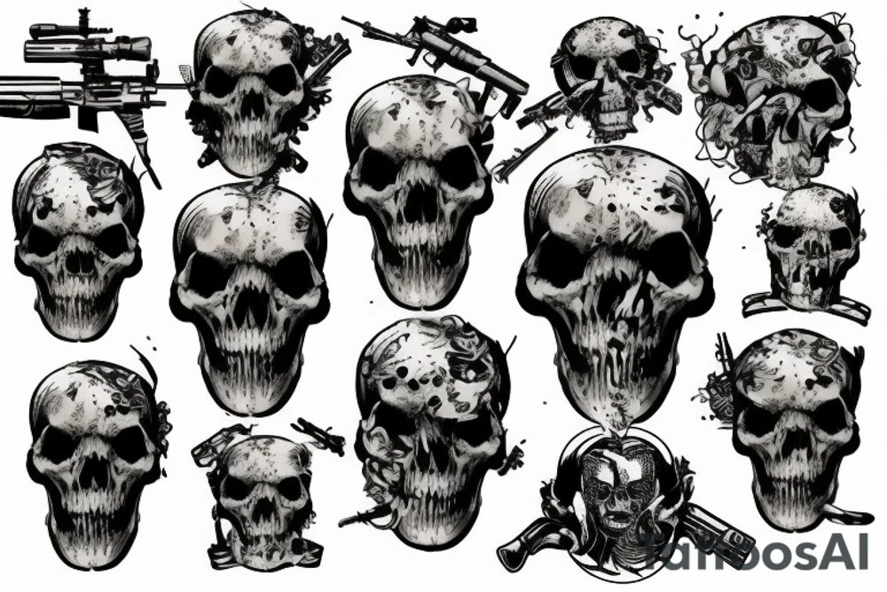 military war combat skull tattoo idea