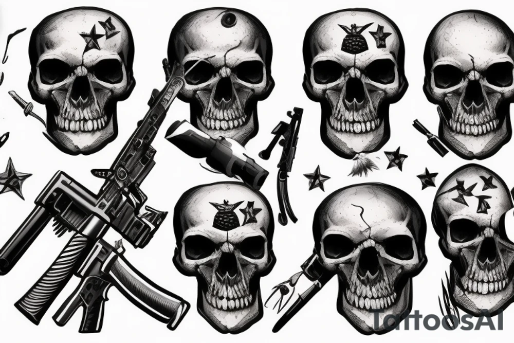 military war combat skull tattoo idea