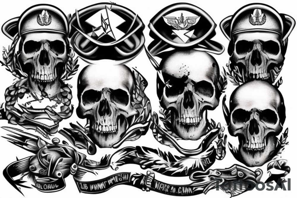 military war combat skull tattoo idea