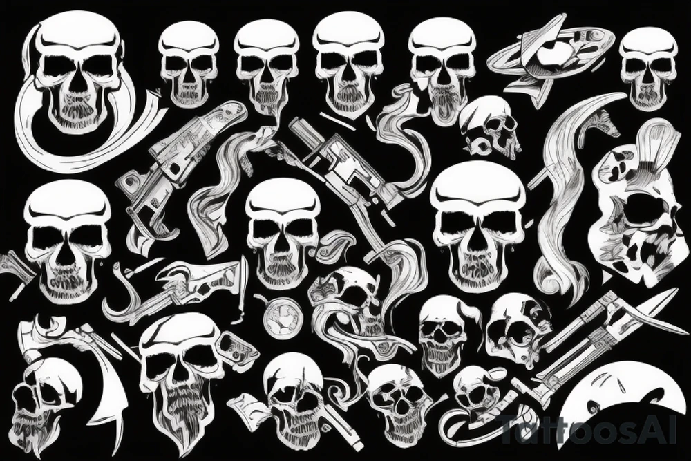 military war combat skull tattoo idea