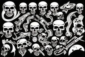 military war combat skull tattoo idea