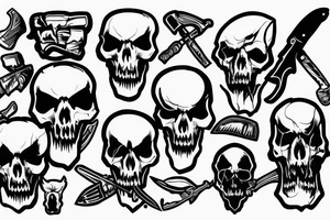 army skull with knife in mouth tattoo idea