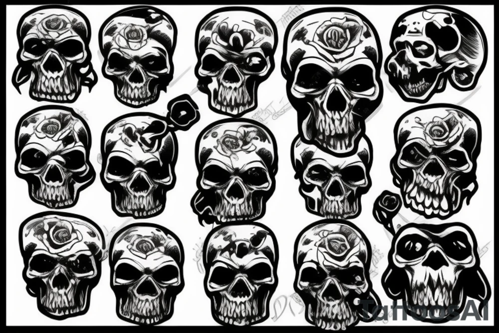combat skull tattoo idea