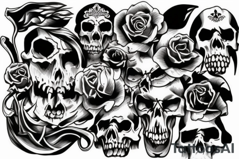 combat skull tattoo idea