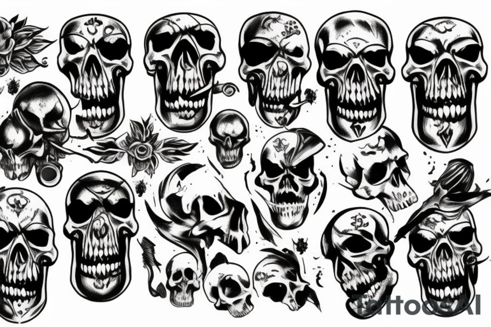 combat skull tattoo idea