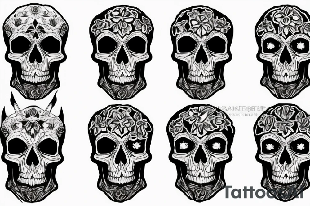 combat skull tattoo idea