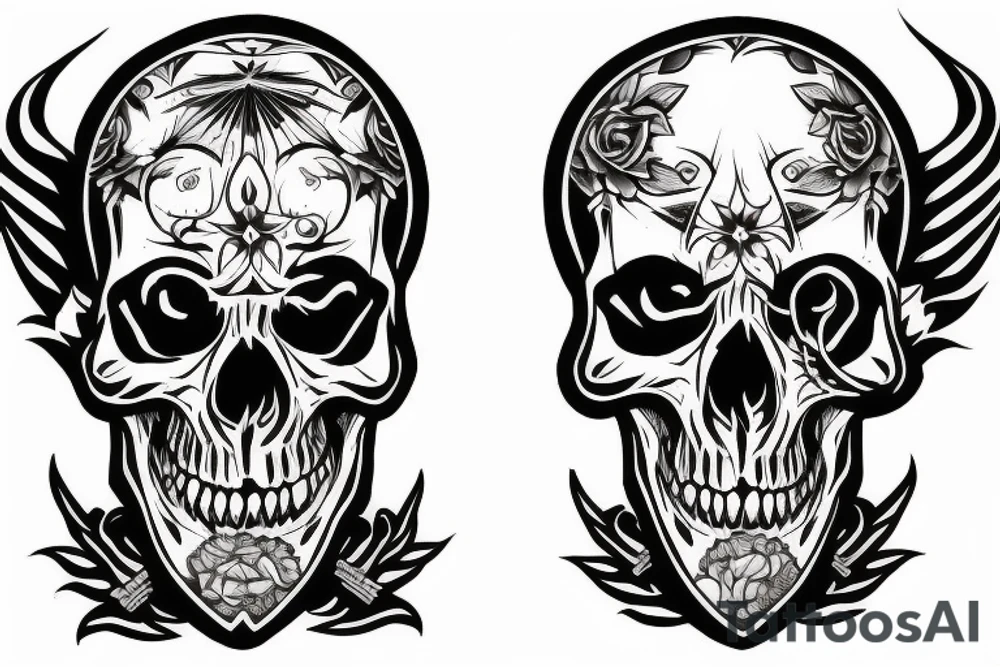 combat skull tattoo idea