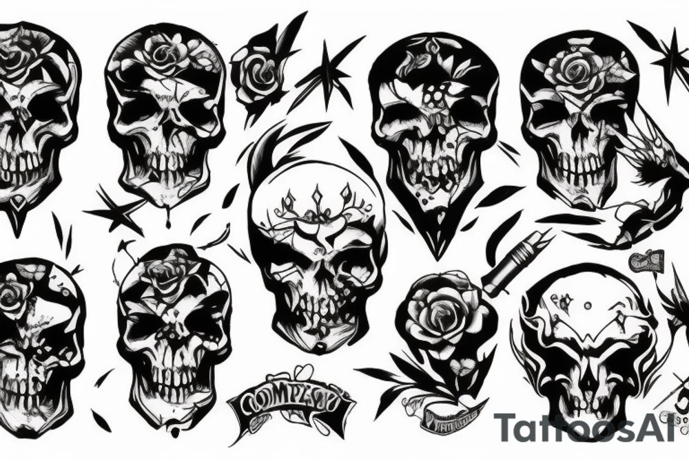combat skull tattoo idea