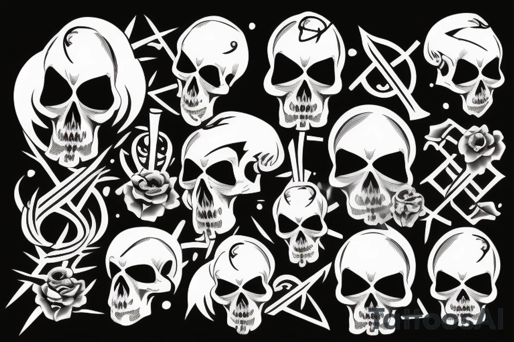 combat skull tattoo idea