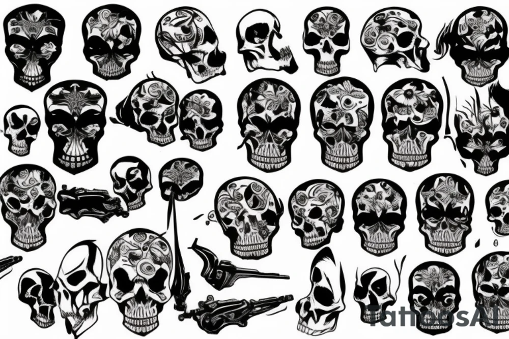 combat skull tattoo idea