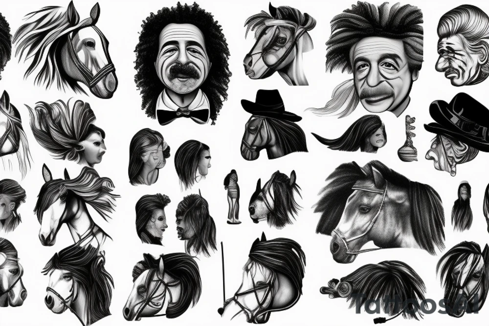 horse with Einstein's face tattoo idea
