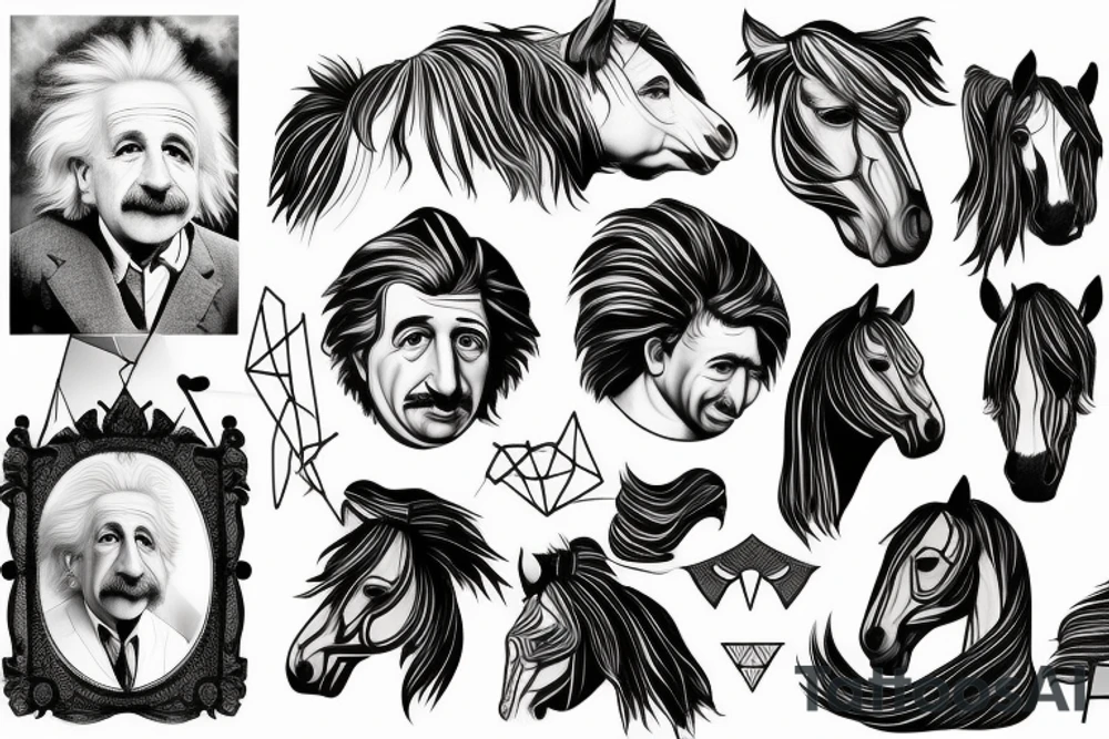 horse with Einstein's face tattoo idea