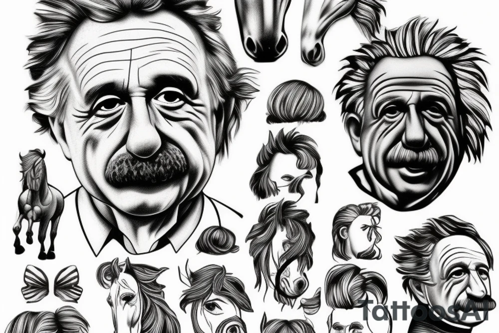 horse with Einstein's face tattoo idea