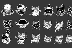 black cat with a funny hat and a sweater tattoo idea
